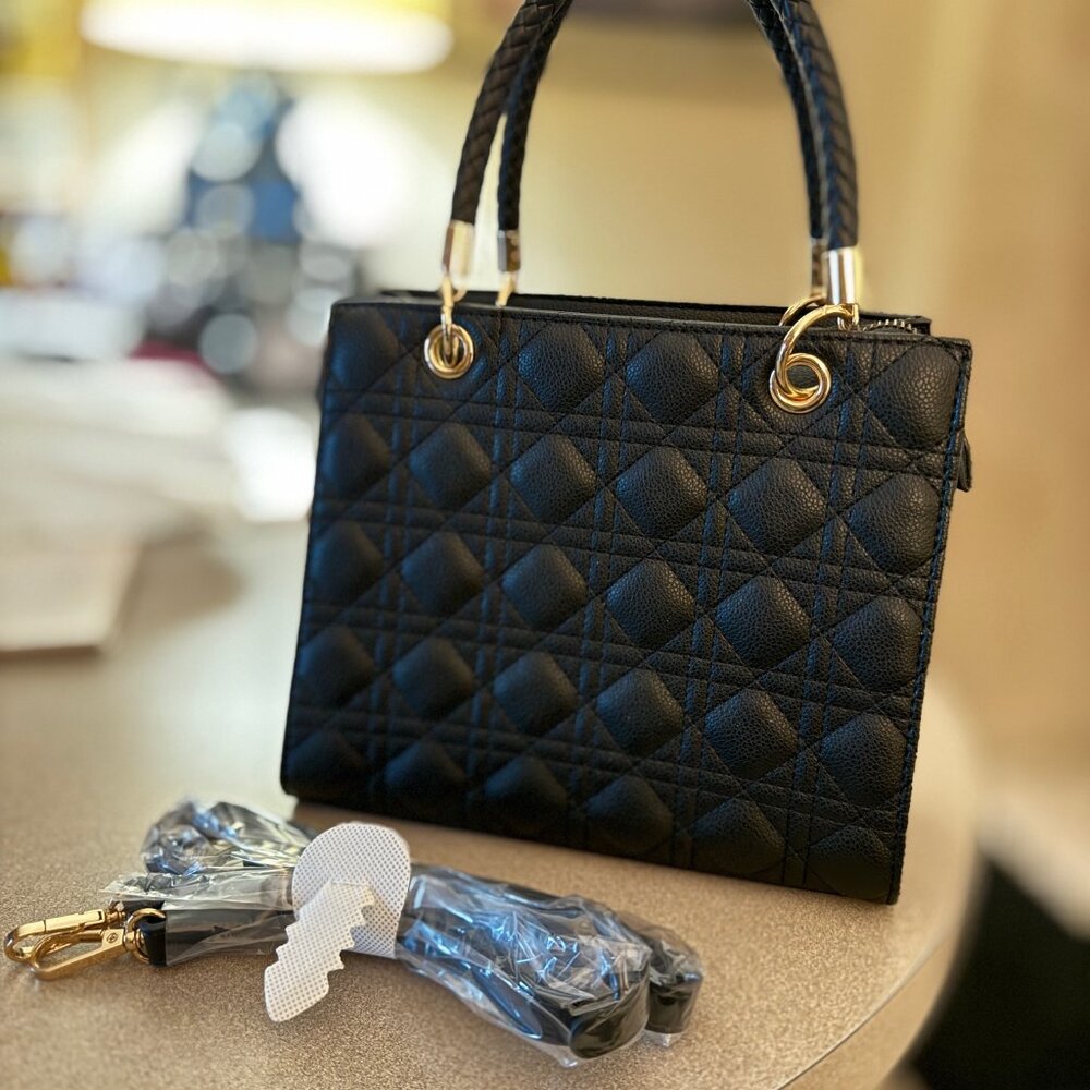 Black small handbag, faux leather (#101)